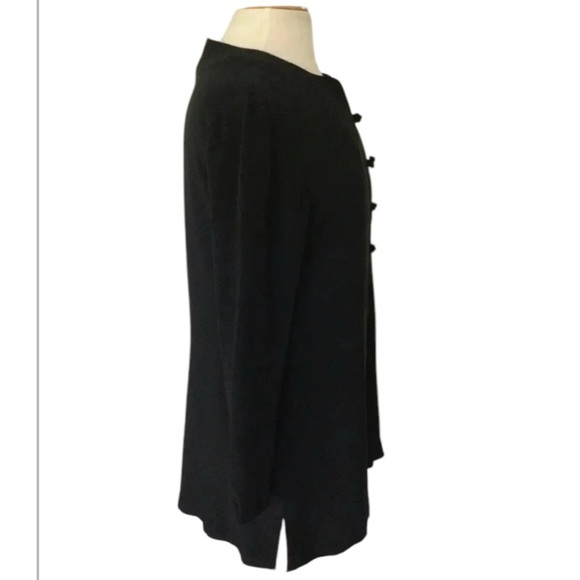 Neiman Marcus Imperial Silk tunic black Chinese knot button long sleeve 6 - Picture 5 of 8